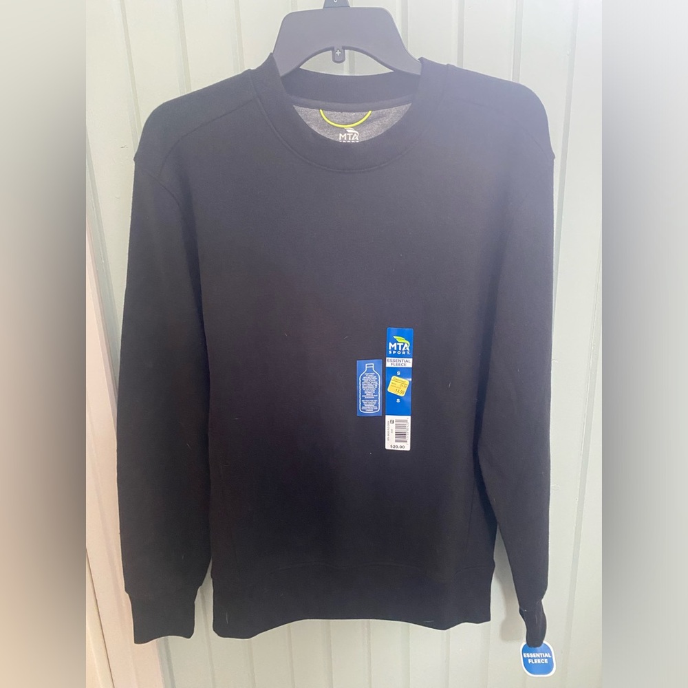 MTA sport essential fleece men’s size small long sleeve black crew sweater (b47)